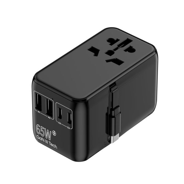 65 Watt Type C Travel Adaptor with In Built Cable